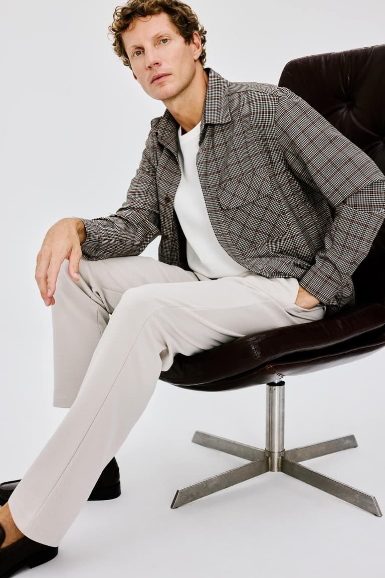 Boxy Fit Check Single Pocket Long Sleeve Shirt