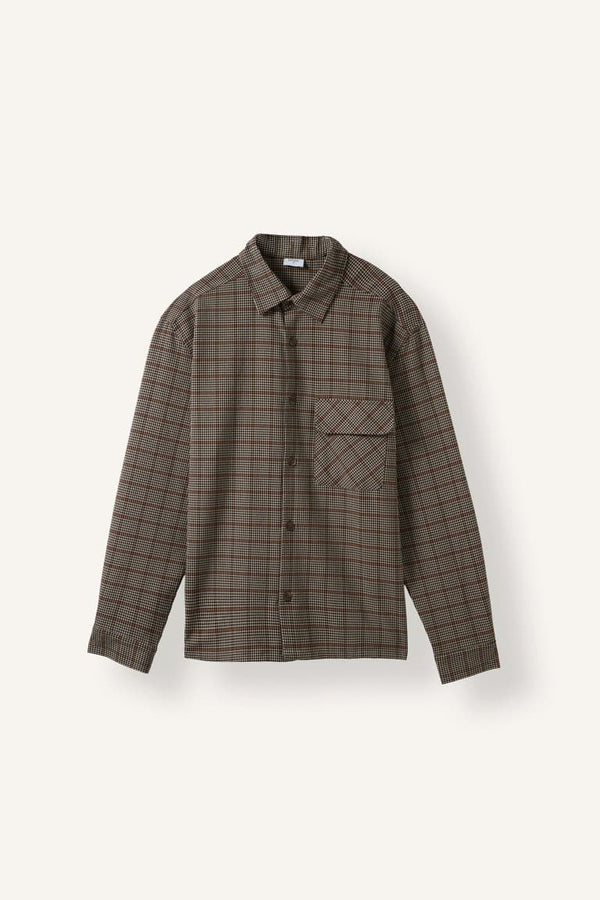 Boxy Fit Check Single Pocket Long Sleeve Shirt