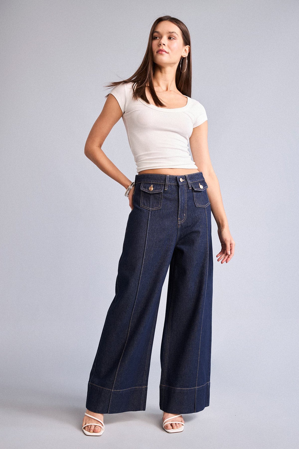 Short Wide Leg High Waist Straight Leg Long Jeans