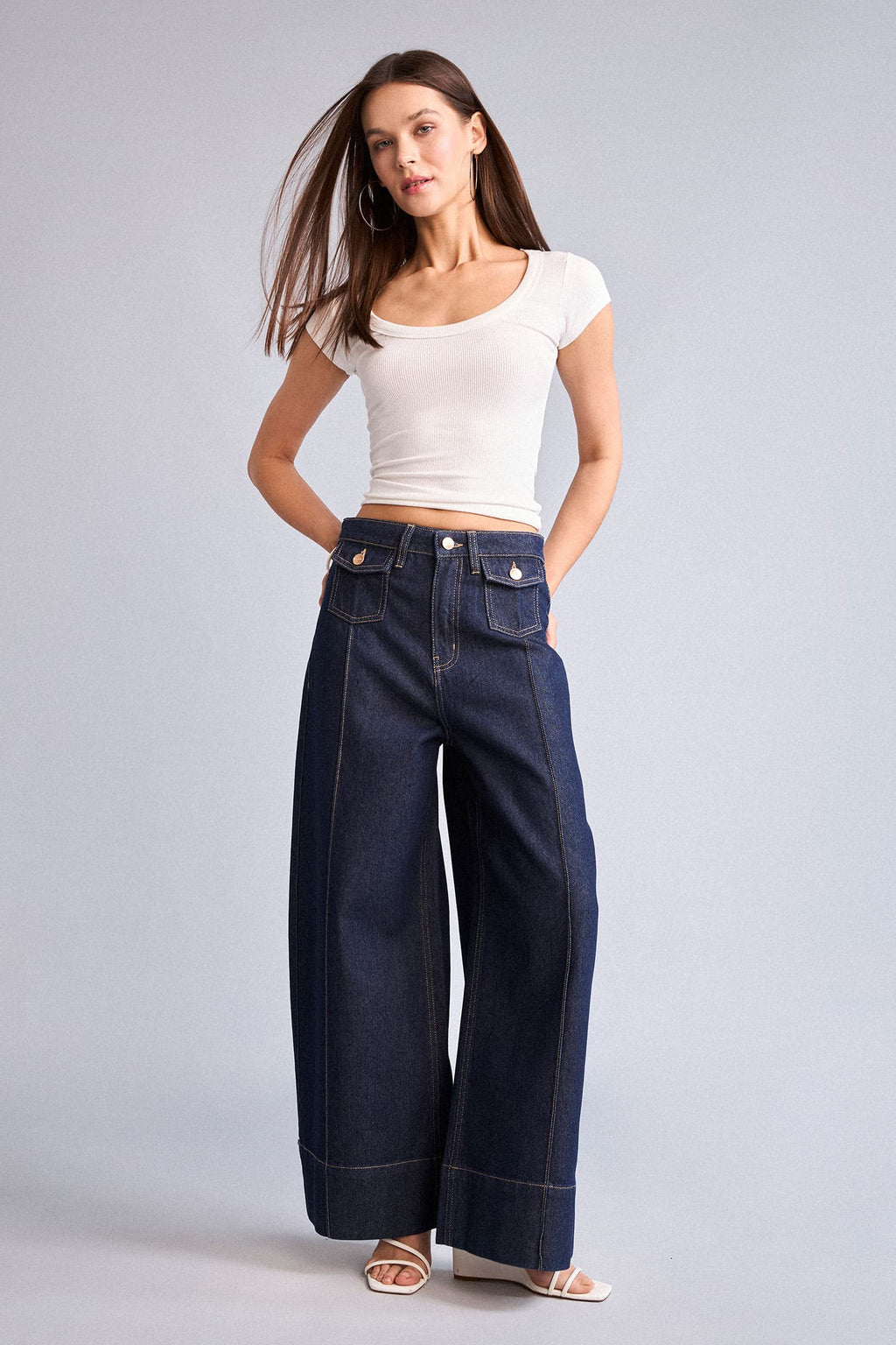 Short Wide Leg High Waist Straight Leg Long Jeans