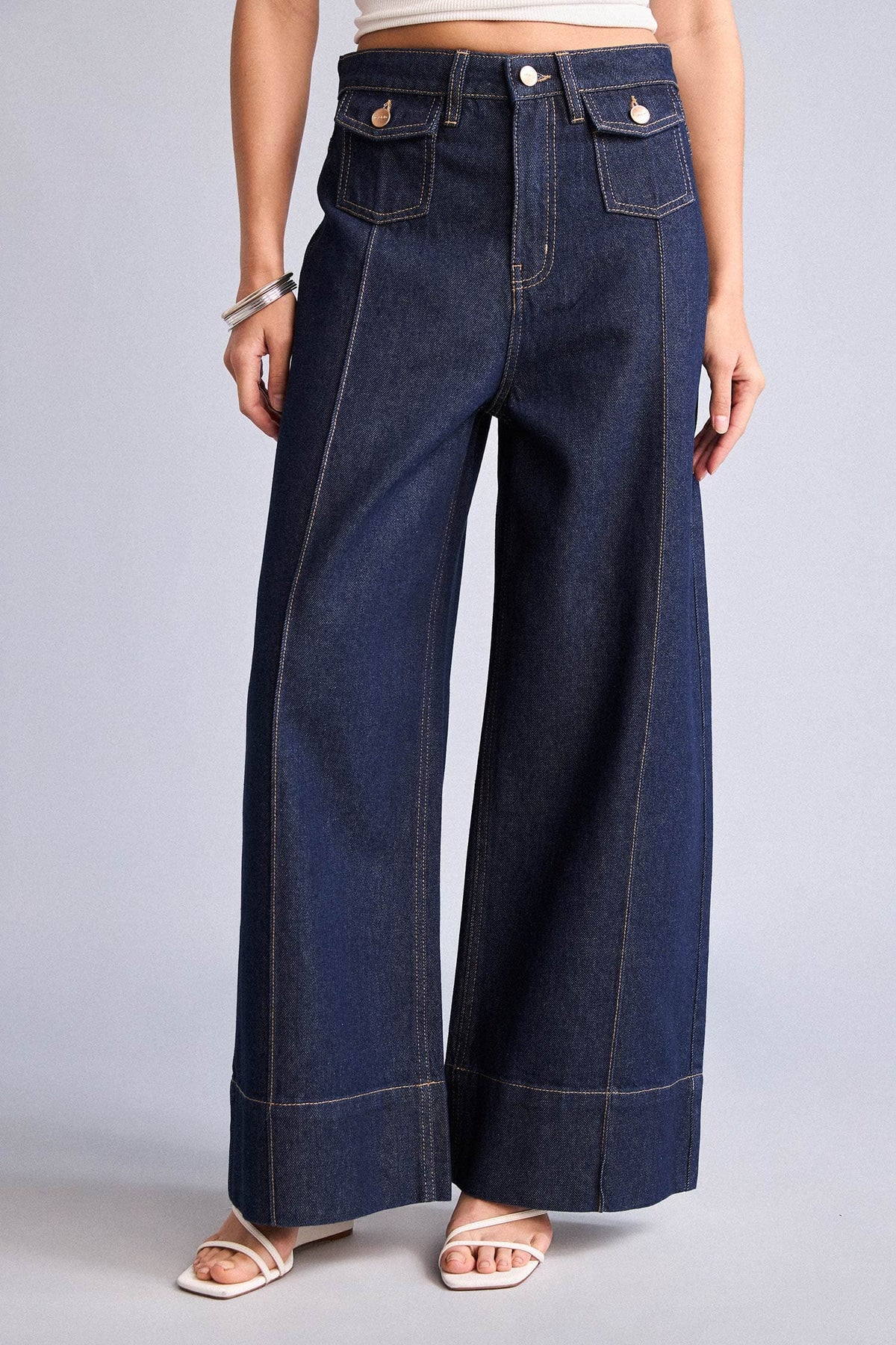 Short Wide Leg High Waist Straight Leg Long Jeans