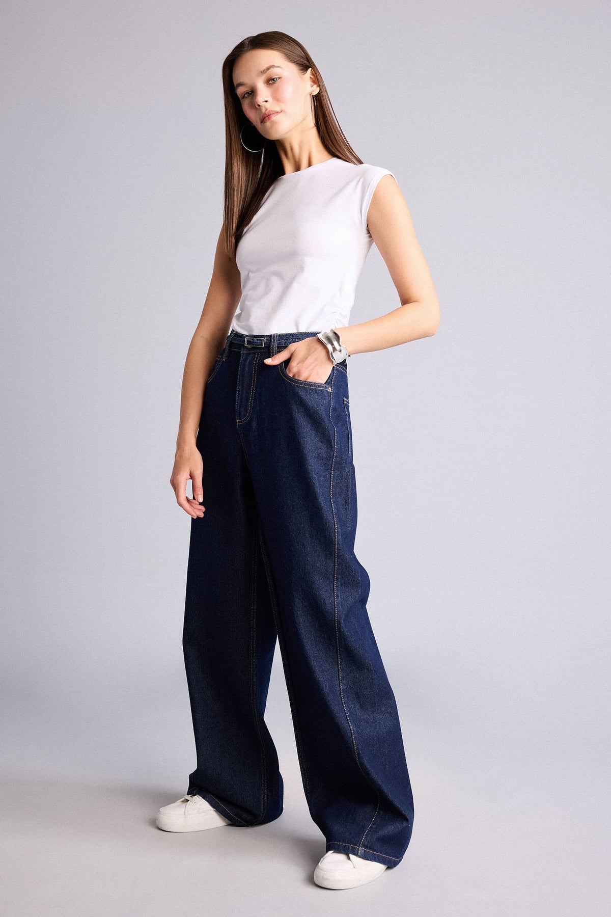 Wide Leg High Waist Straight Leg Long Jeans