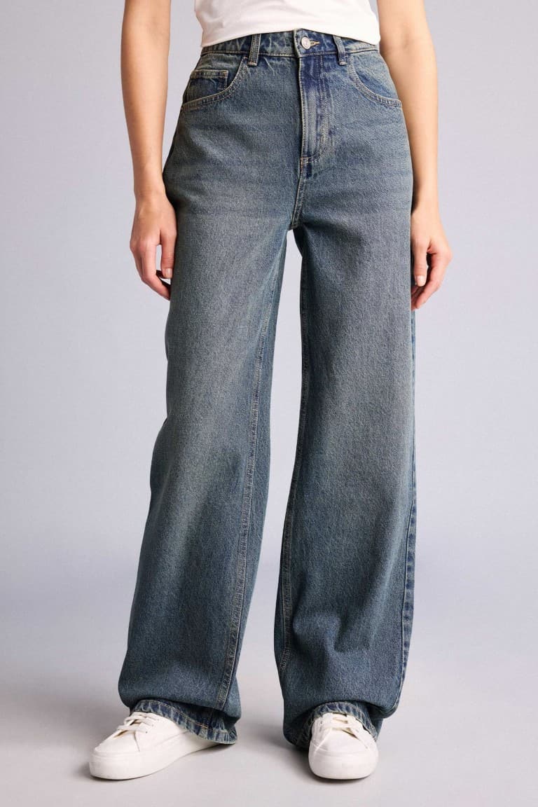 Straıght Fly High Waist Straight Leg Long Jeans