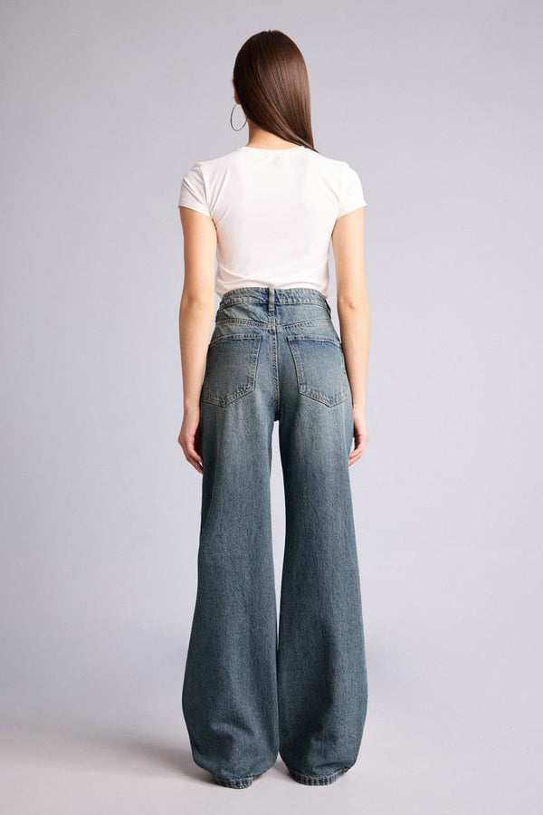 Straıght Fly High Waist Straight Leg Long Jeans
