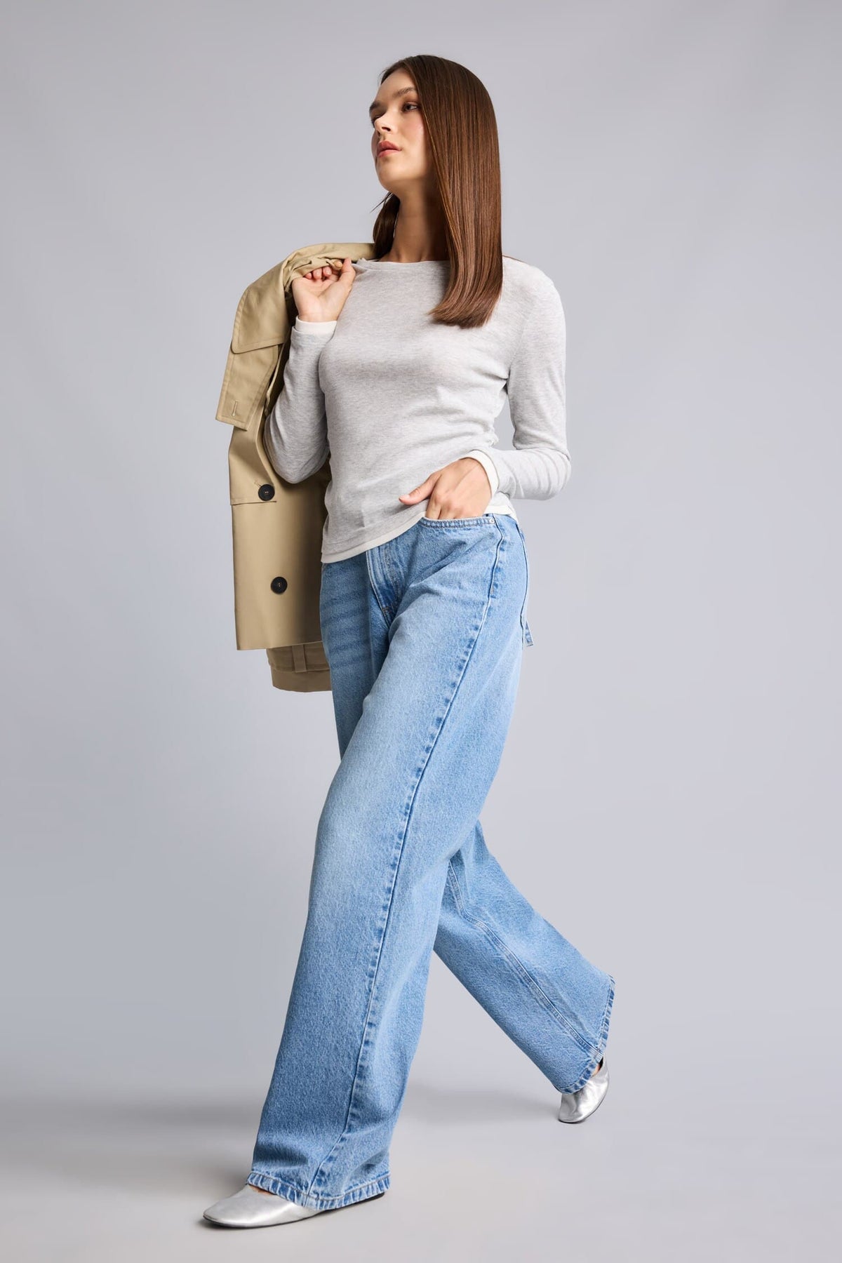 Straıght Fly High Waist Straight Leg Long Jeans