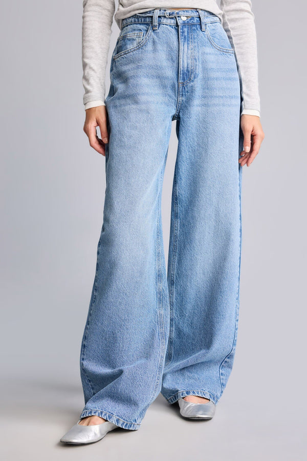 Straıght Fly High Waist Straight Leg Long Jeans