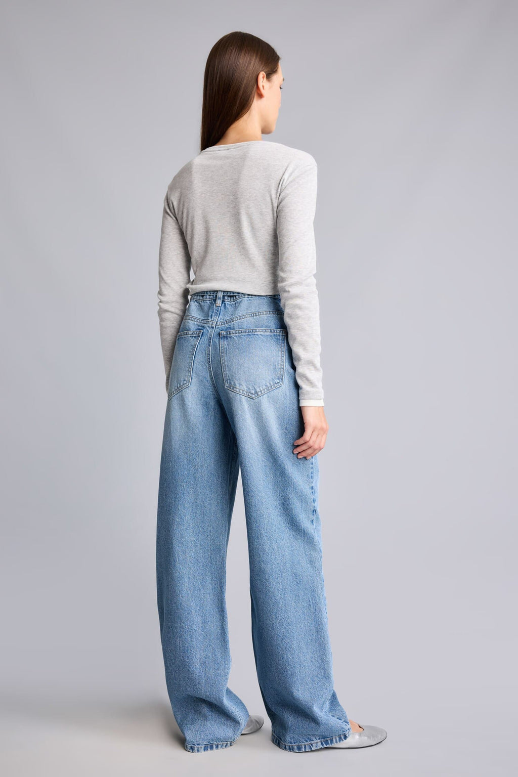 Straıght Fly High Waist Straight Leg Long Jeans