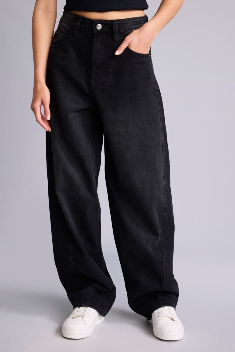 Baggy Fit High Waist Straight Leg Long Jeans