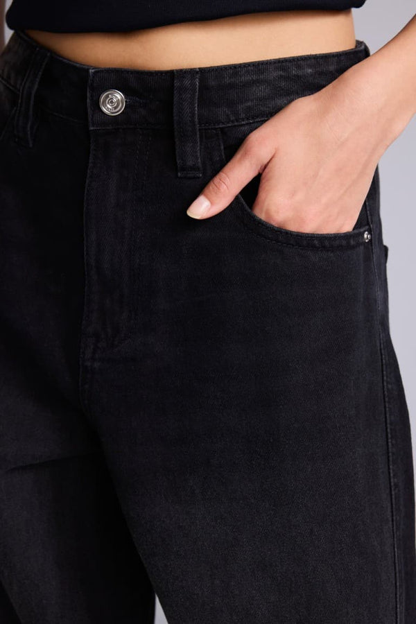 Baggy Fit High Waist Straight Leg Long Jeans