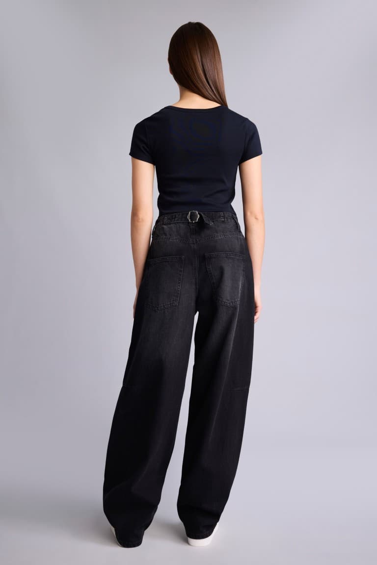 Baggy Fit High Waist Straight Leg Long Jeans