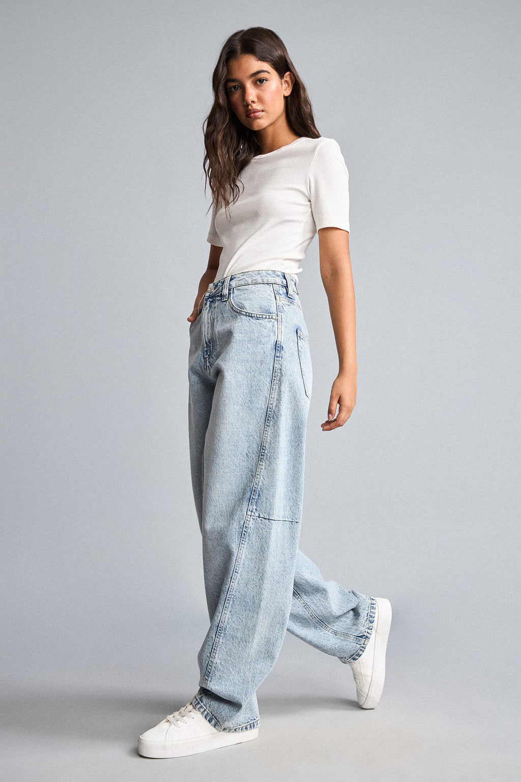 Baggy Fit High Waist Straight Leg Long Jeans