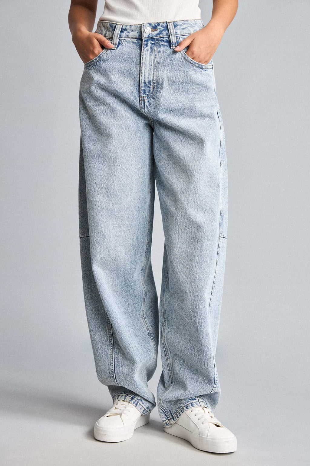 Baggy Fit High Waist Straight Leg Long Jeans