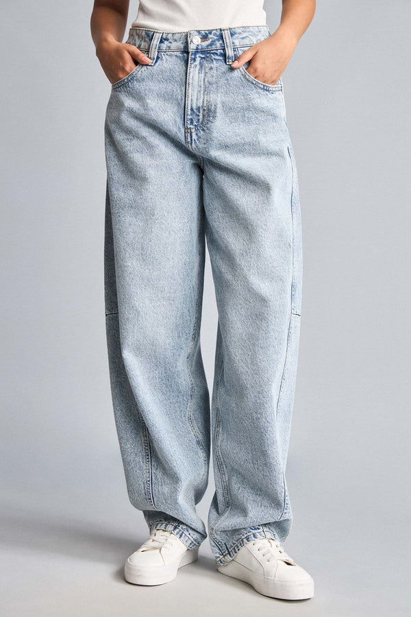 Baggy Fit High Waist Straight Leg Long Jeans