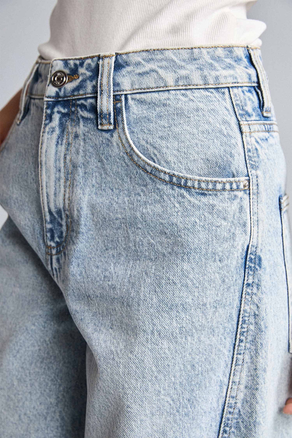 Baggy Fit High Waist Straight Leg Long Jeans