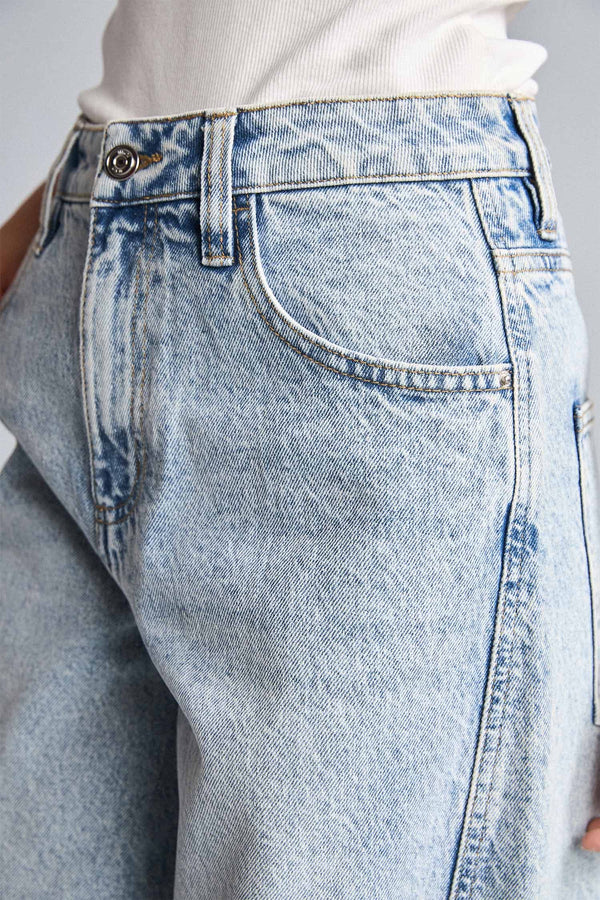 Baggy Fit High Waist Straight Leg Long Jeans
