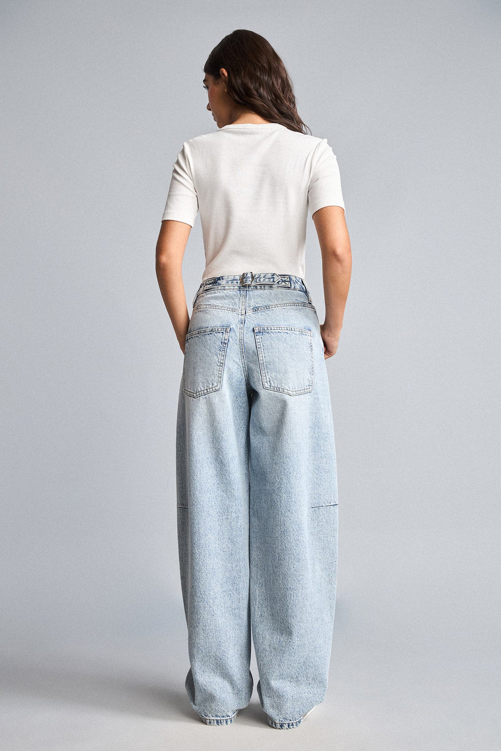 Baggy Fit High Waist Straight Leg Long Jeans
