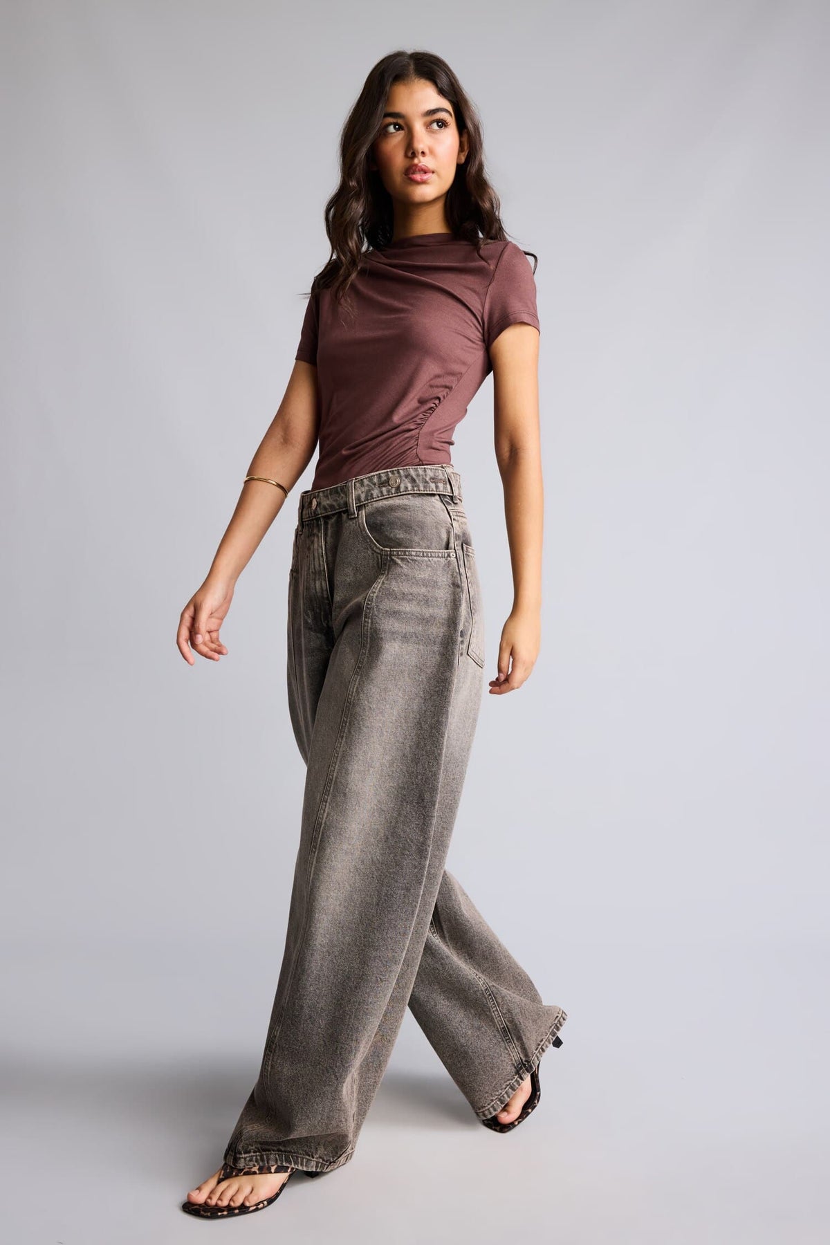 Barrel Fit High Waist Straight Leg Long Jeans
