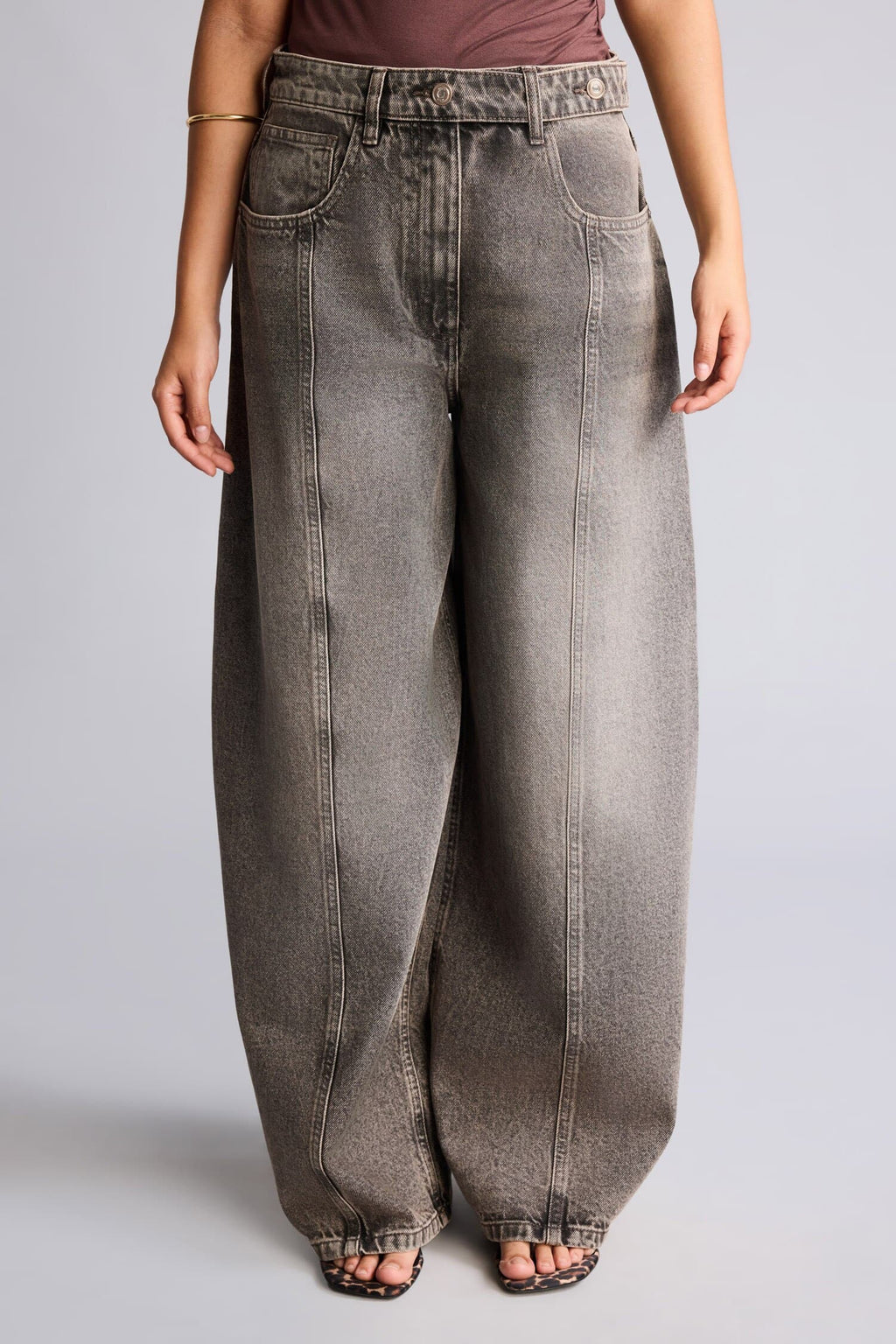 Barrel Fit High Waist Straight Leg Long Jeans