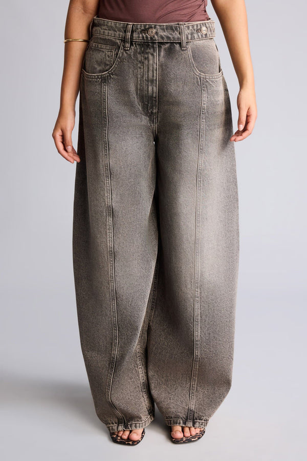 Barrel Fit High Waist Straight Leg Long Jeans