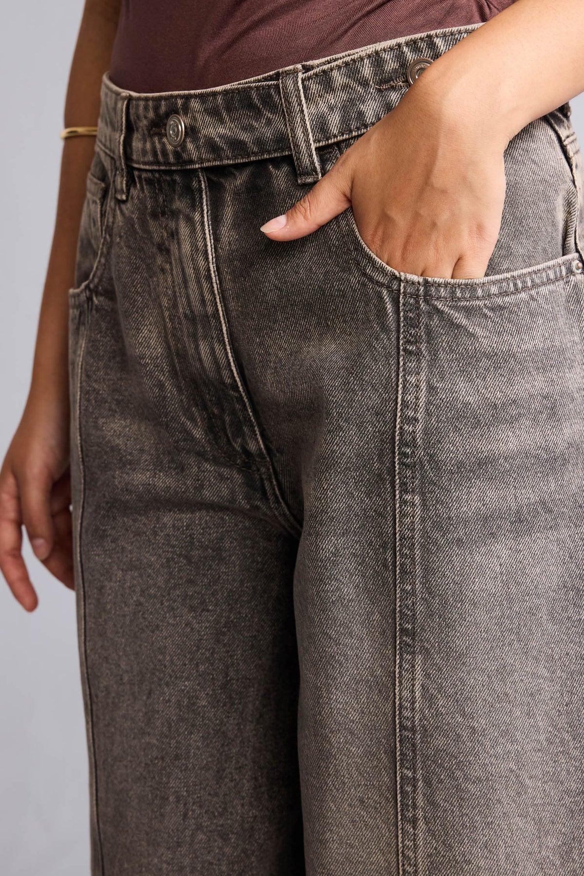 Barrel Fit High Waist Straight Leg Long Jeans