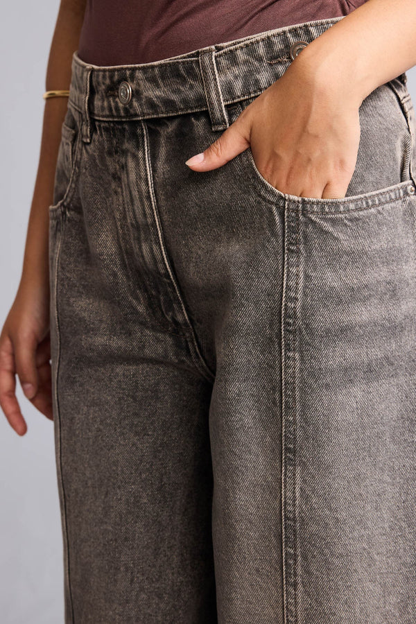 Barrel Fit High Waist Straight Leg Long Jeans