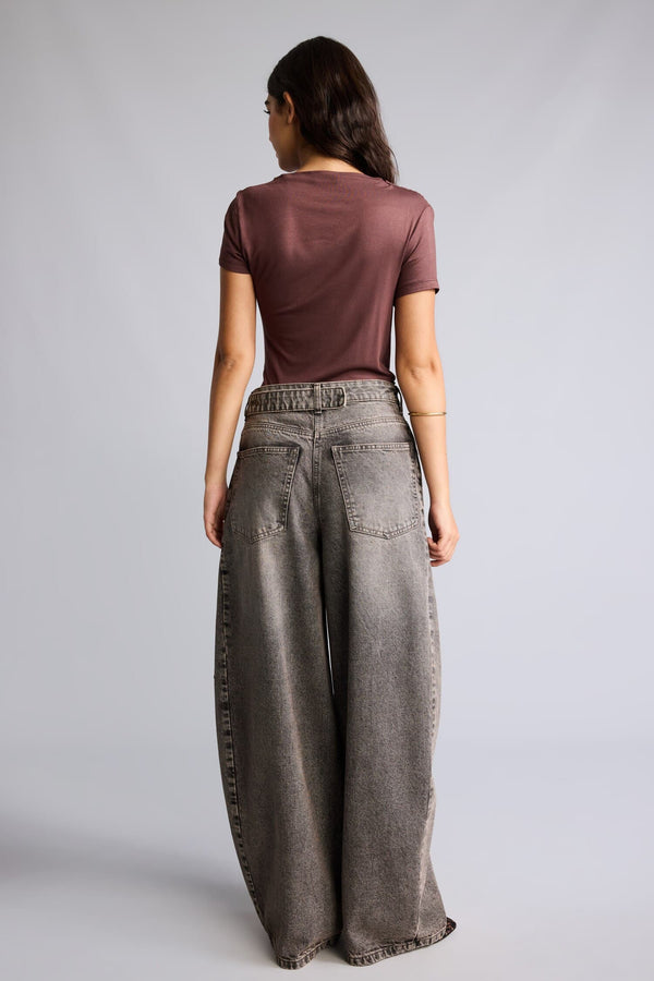 Barrel Fit High Waist Straight Leg Long Jeans