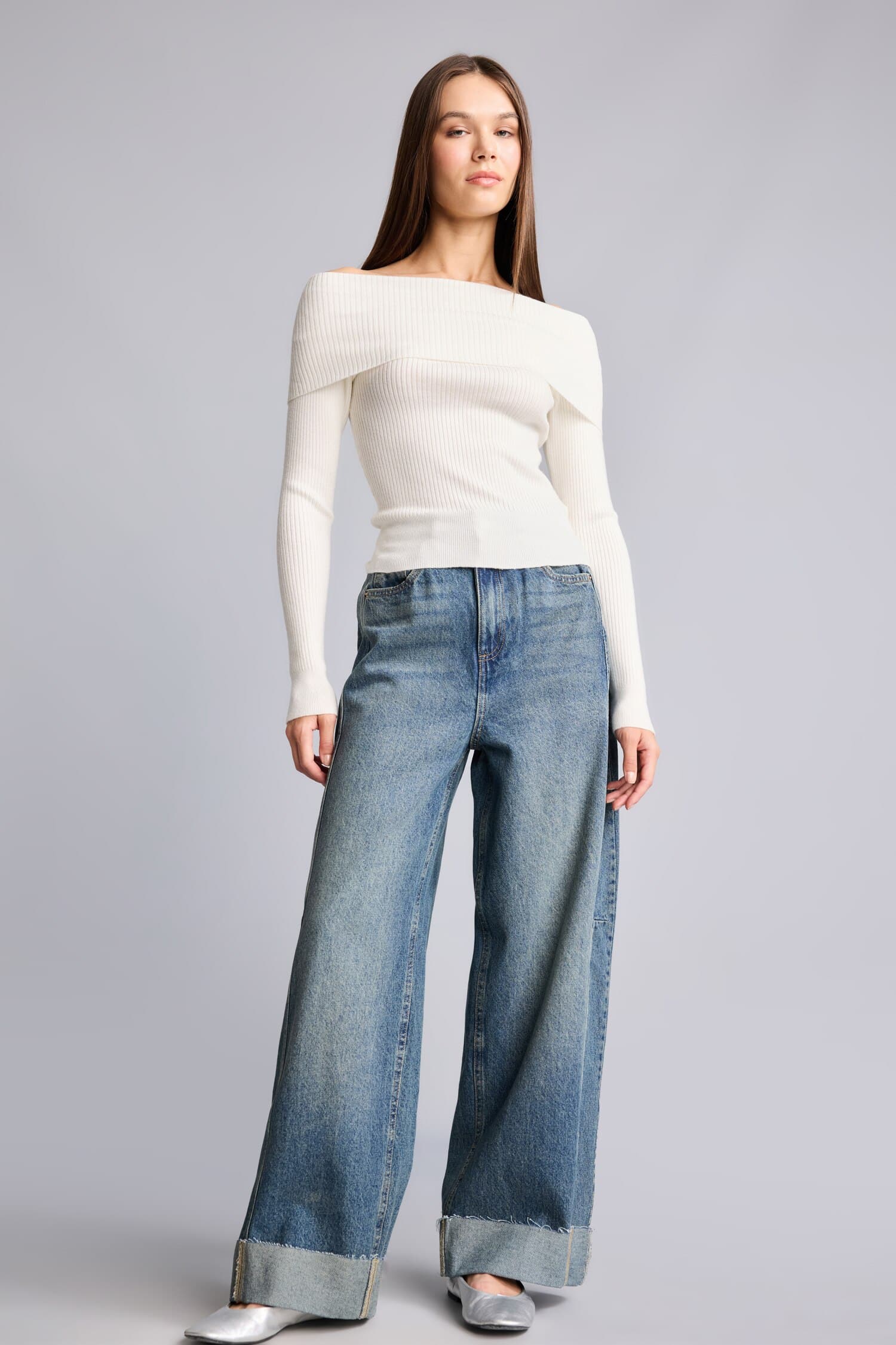 Barrel Fit High Waist Straight Leg Long Jeans Secondary image