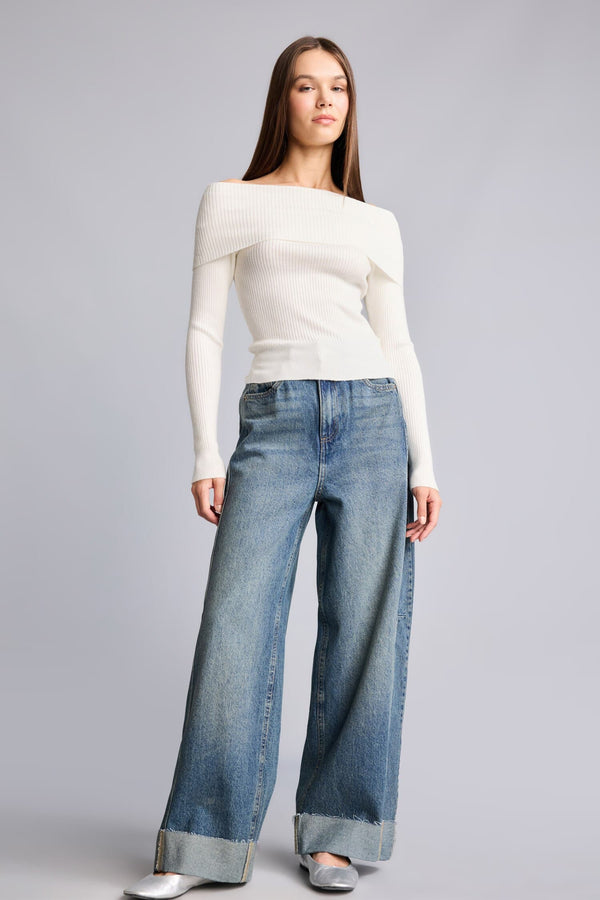 Barrel Fit High Waist Straight Leg Long Jeans