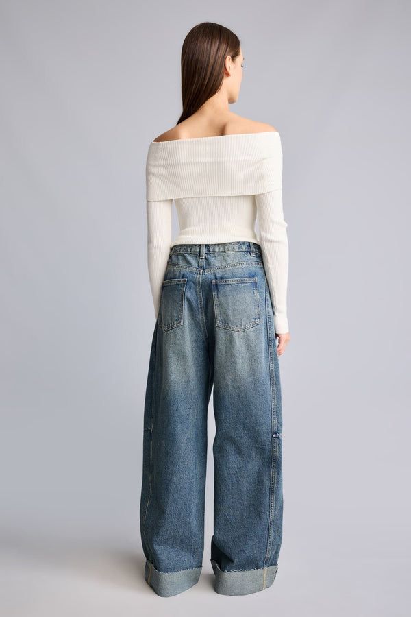 Barrel Fit High Waist Straight Leg Long Jeans