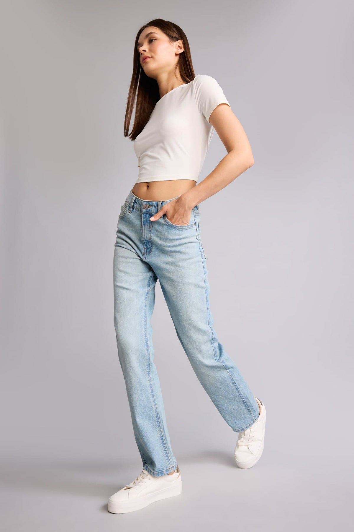 Comfort Sport High Waist Straight Leg Long Jeans Main image