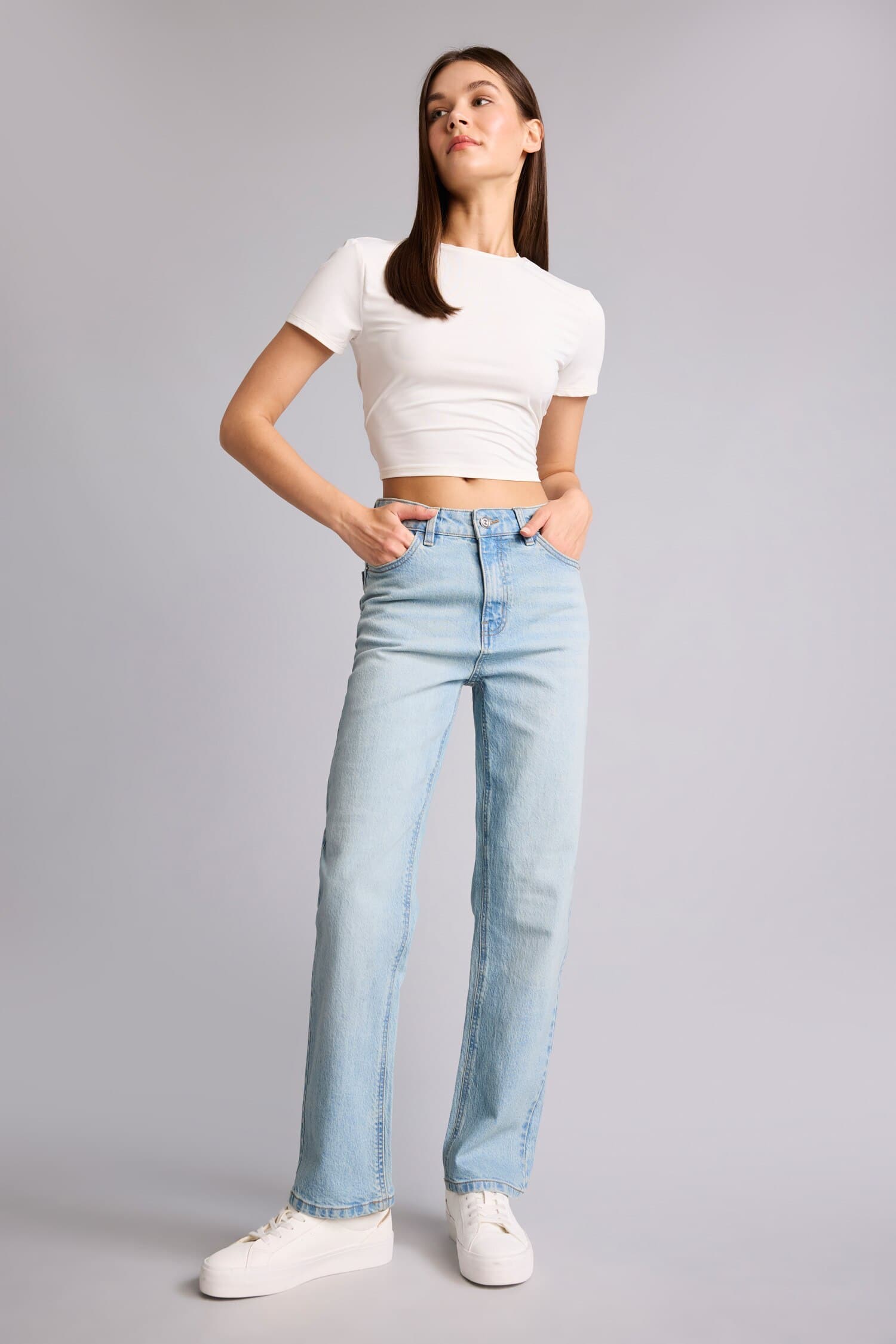 Comfort Sport High Waist Straight Leg Long Jeans Secondary image
