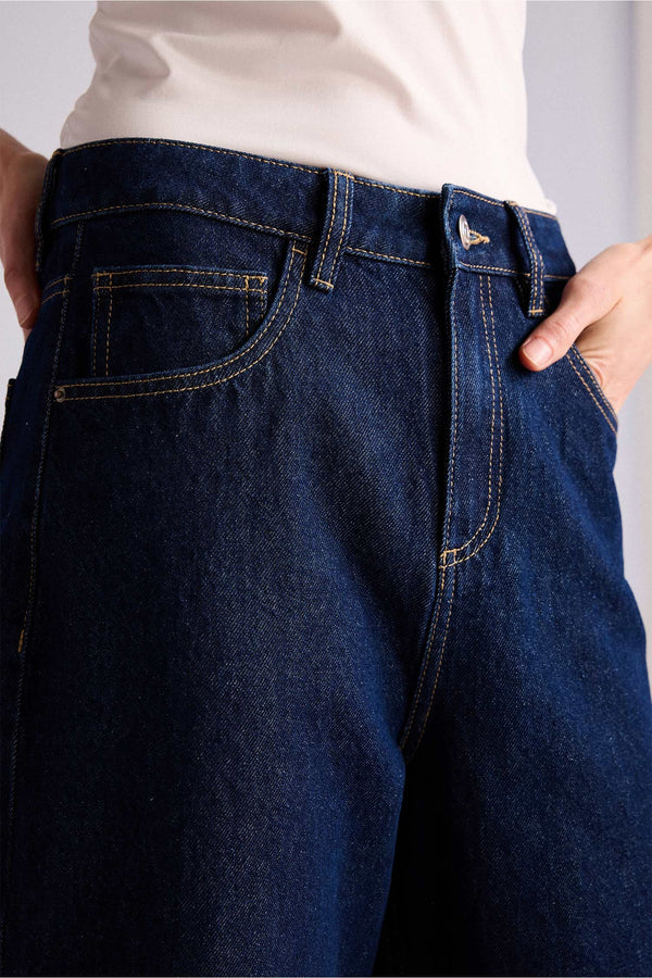 Relax Fit High Waist Straight Leg Long Jeans