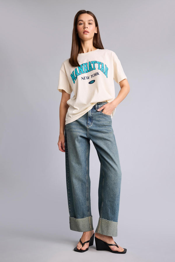 Relax Fit High Waist Straight Leg Long Jeans