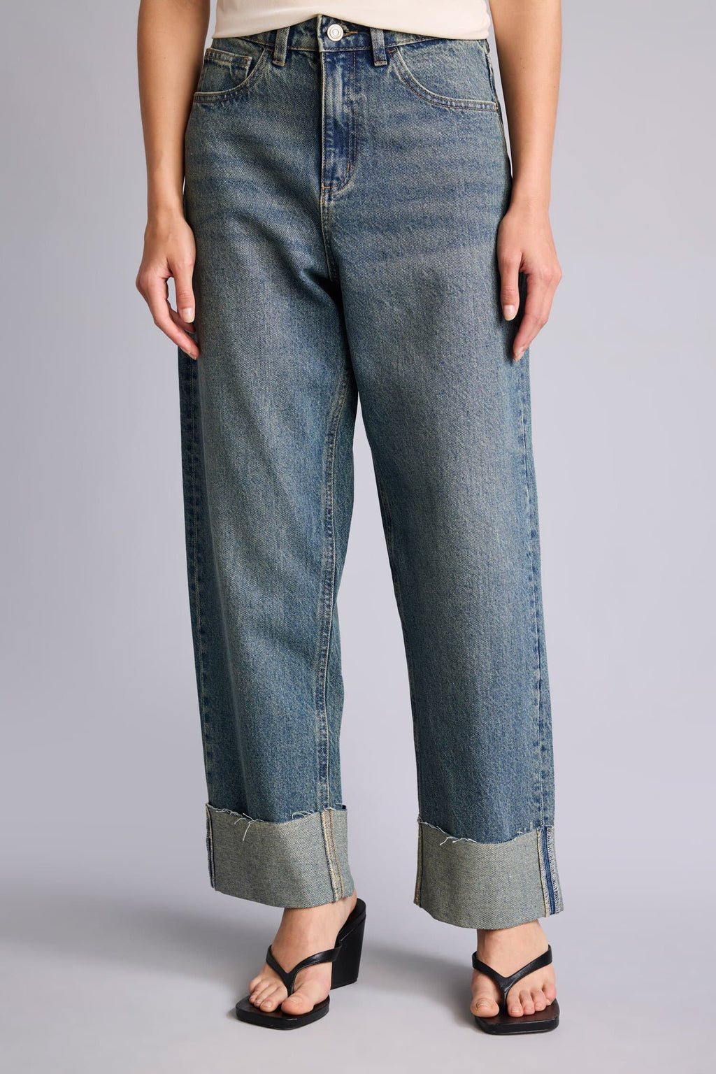 Relax Fit High Waist Straight Leg Long Jeans
