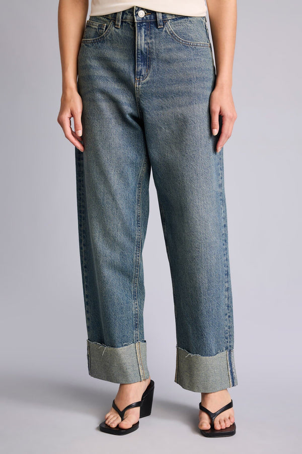 Relax Fit High Waist Straight Leg Long Jeans