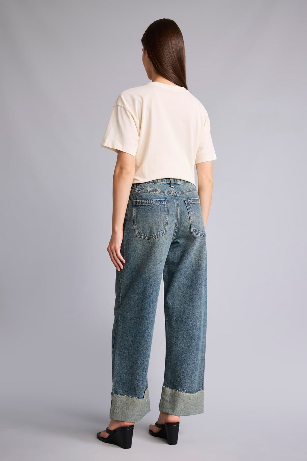 Relax Fit High Waist Straight Leg Long Jeans