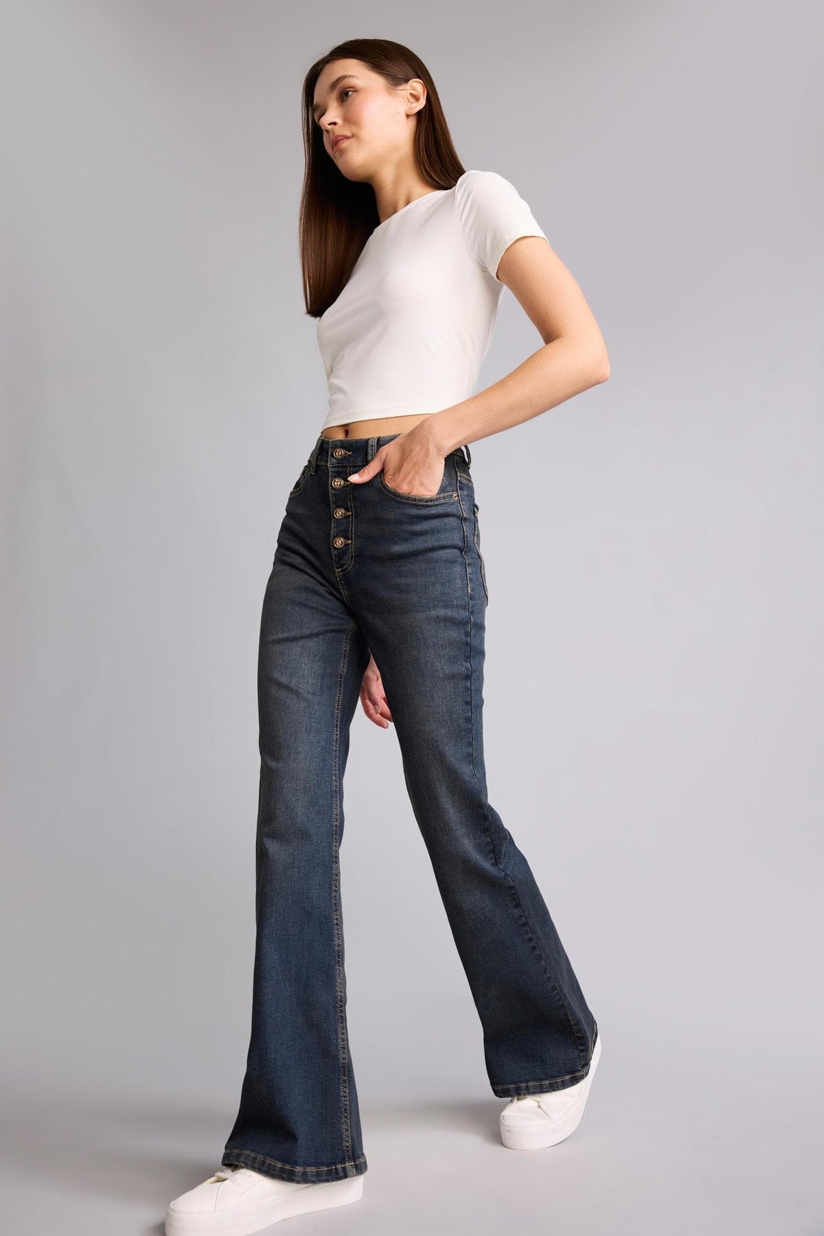 Mia Flare Fit High Waist Straight Leg Long Jeans Main image