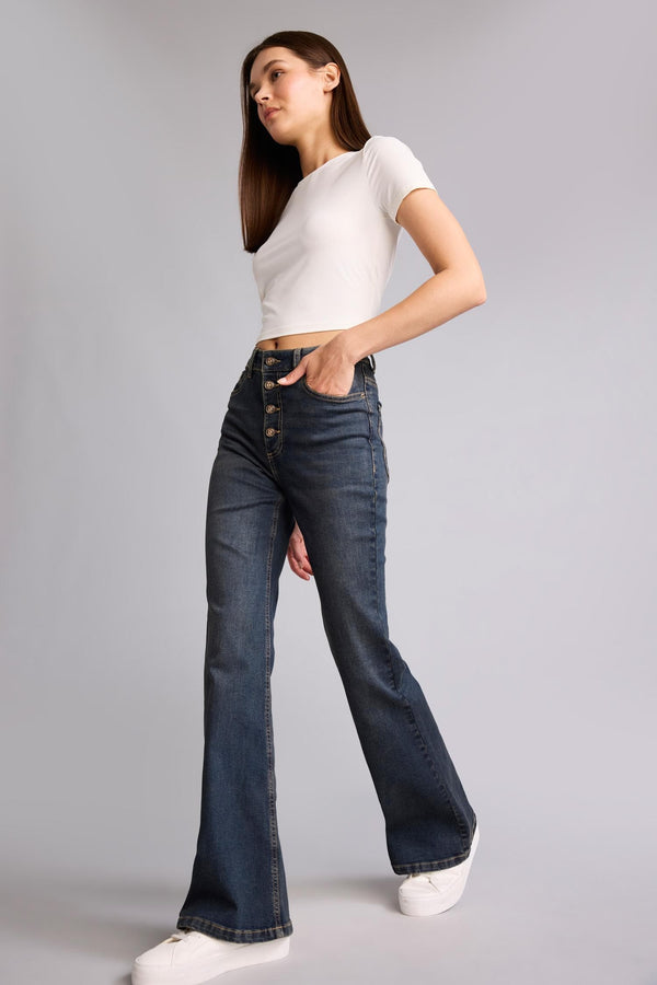 Mia Flare Fit High Waist Straight Leg Long Jeans
