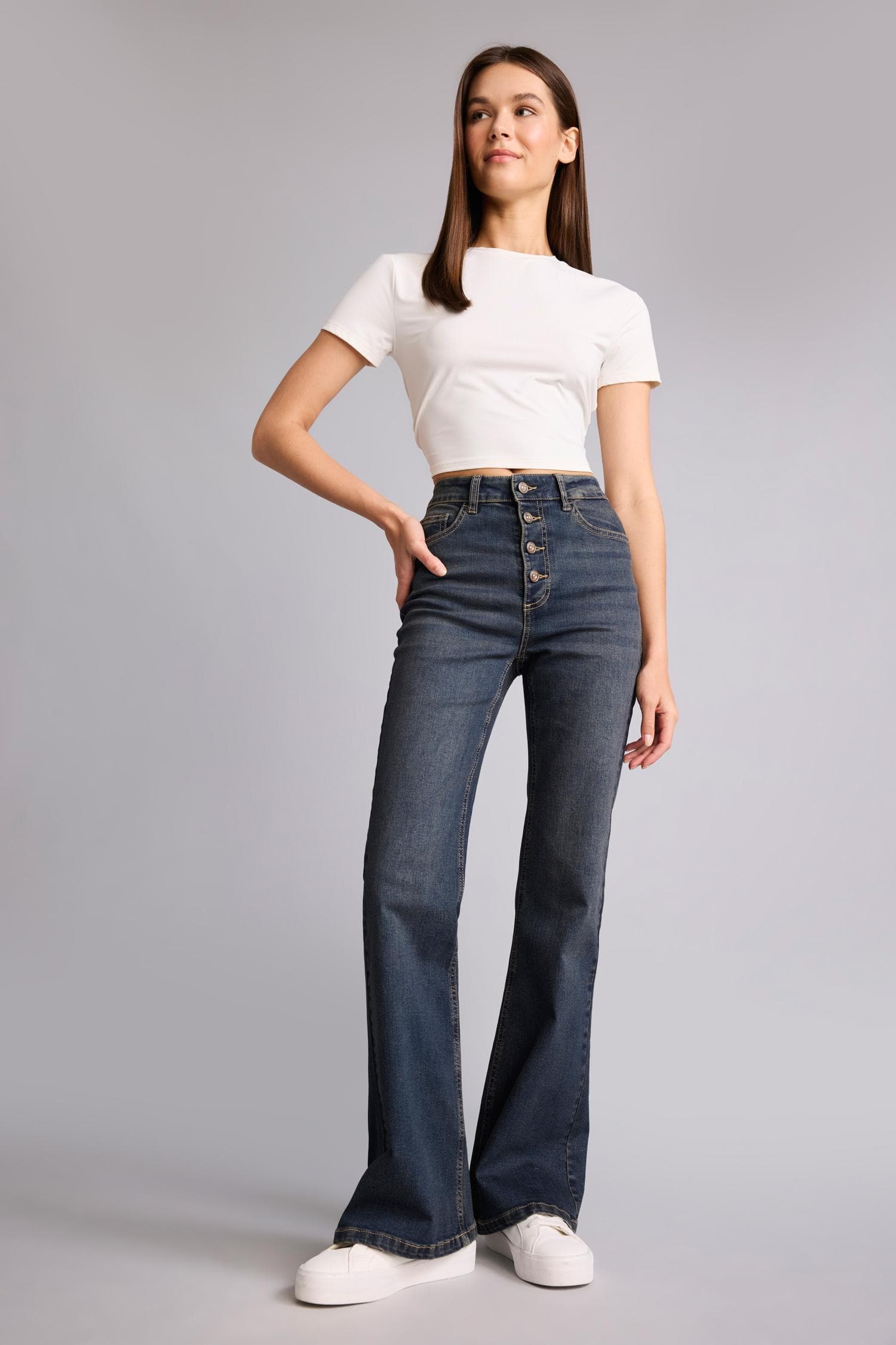 Mia Flare Fit High Waist Straight Leg Long Jeans Secondary image