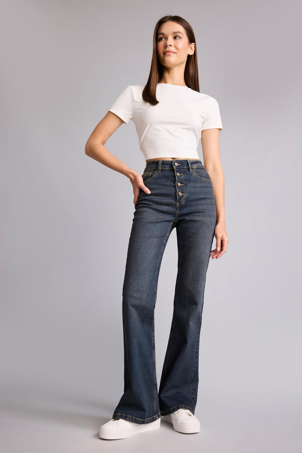Mia Flare Fit High Waist Straight Leg Long Jeans