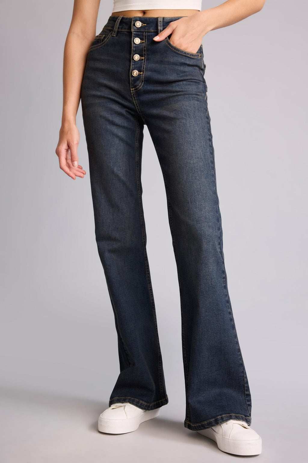 Mia Flare Fit High Waist Straight Leg Long Jeans