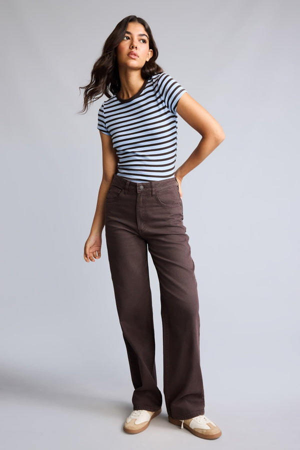 Straıght Fit Pocket High Waist Straight Leg Gabardine Trousers