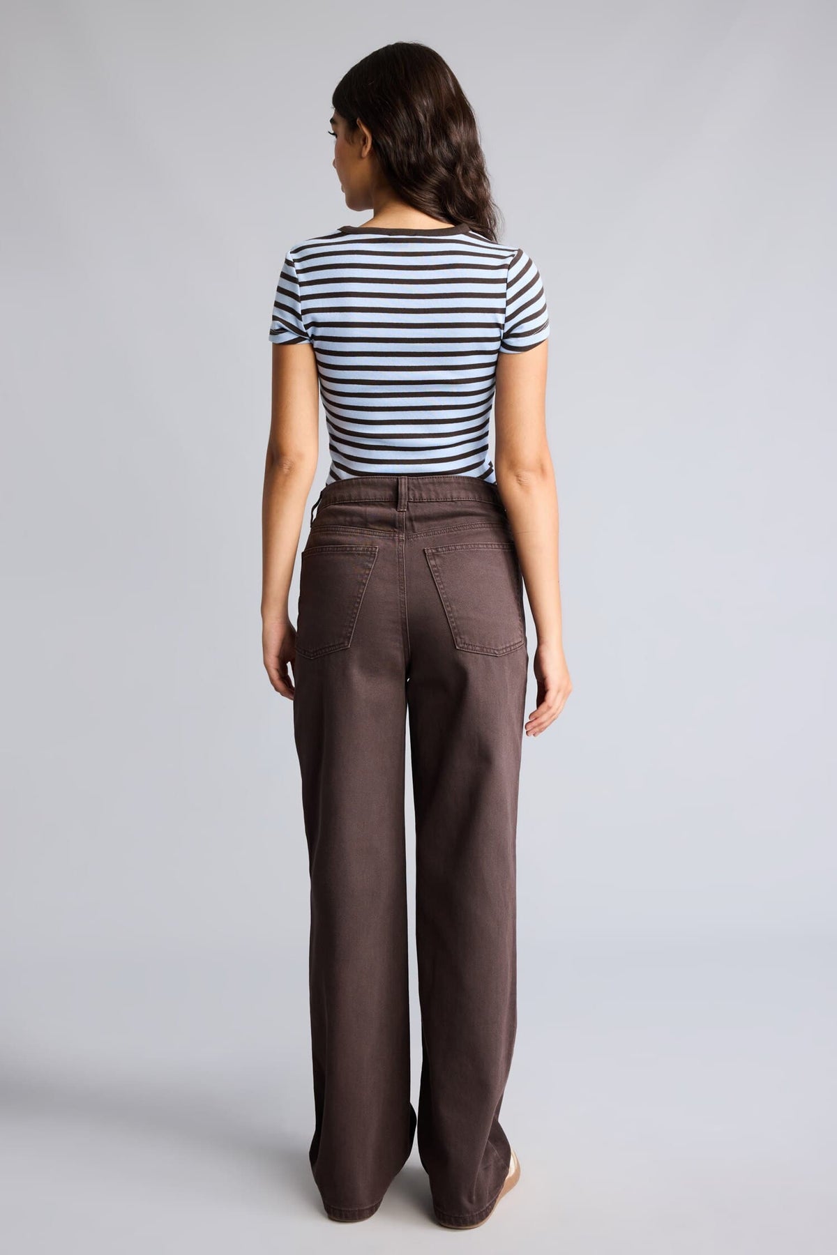 Straıght Fit Pocket High Waist Straight Leg Gabardine Trousers