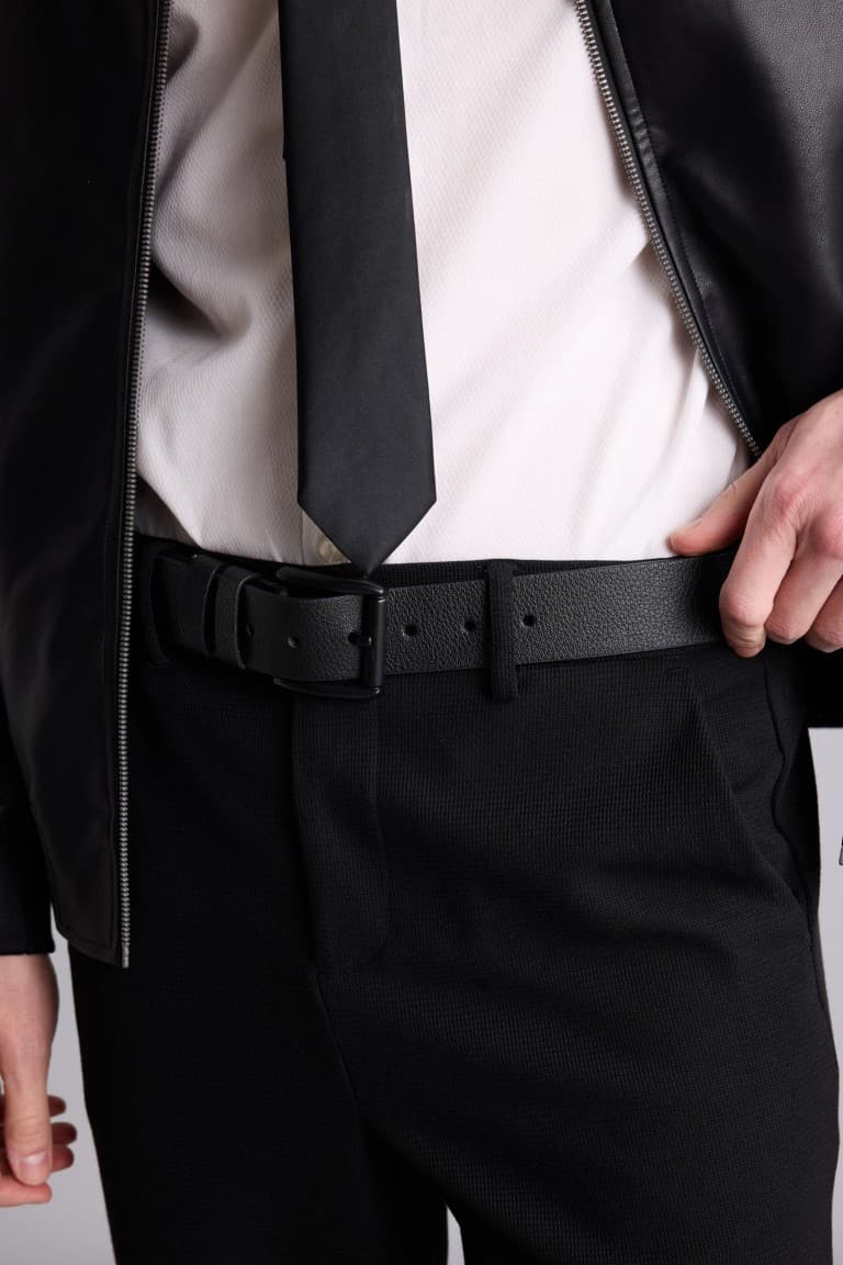 Mens Rectangle Buckle Faux Leather Jean Belt