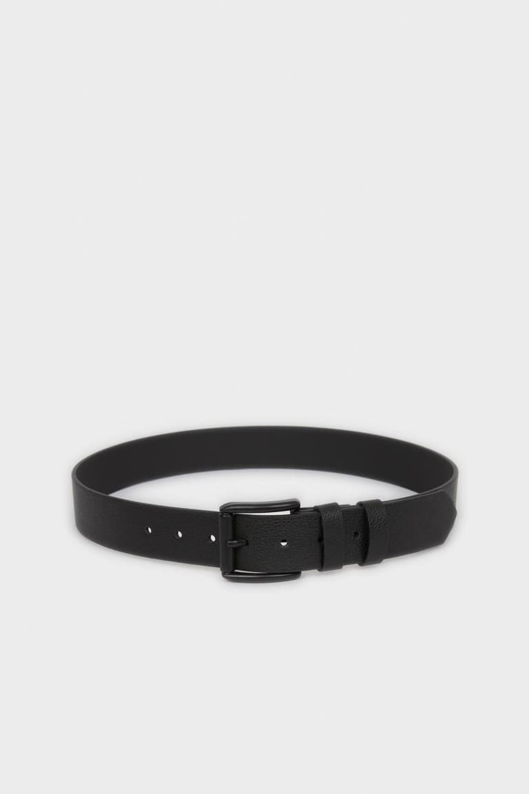 Mens Rectangle Buckle Faux Leather Jean Belt