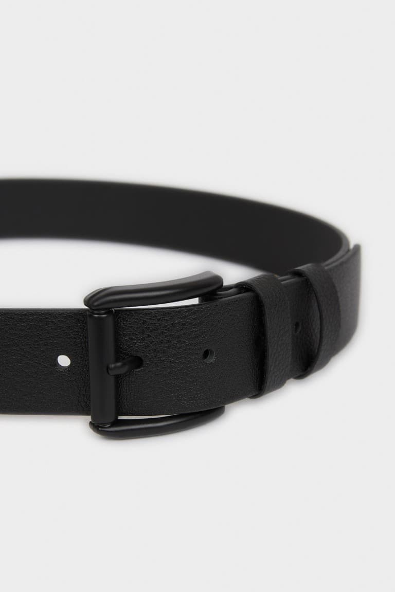 Mens Rectangle Buckle Faux Leather Jean Belt