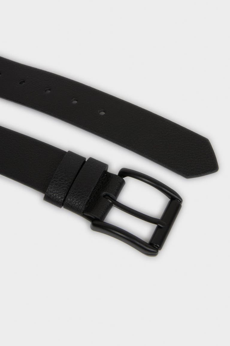 Mens Rectangle Buckle Faux Leather Jean Belt