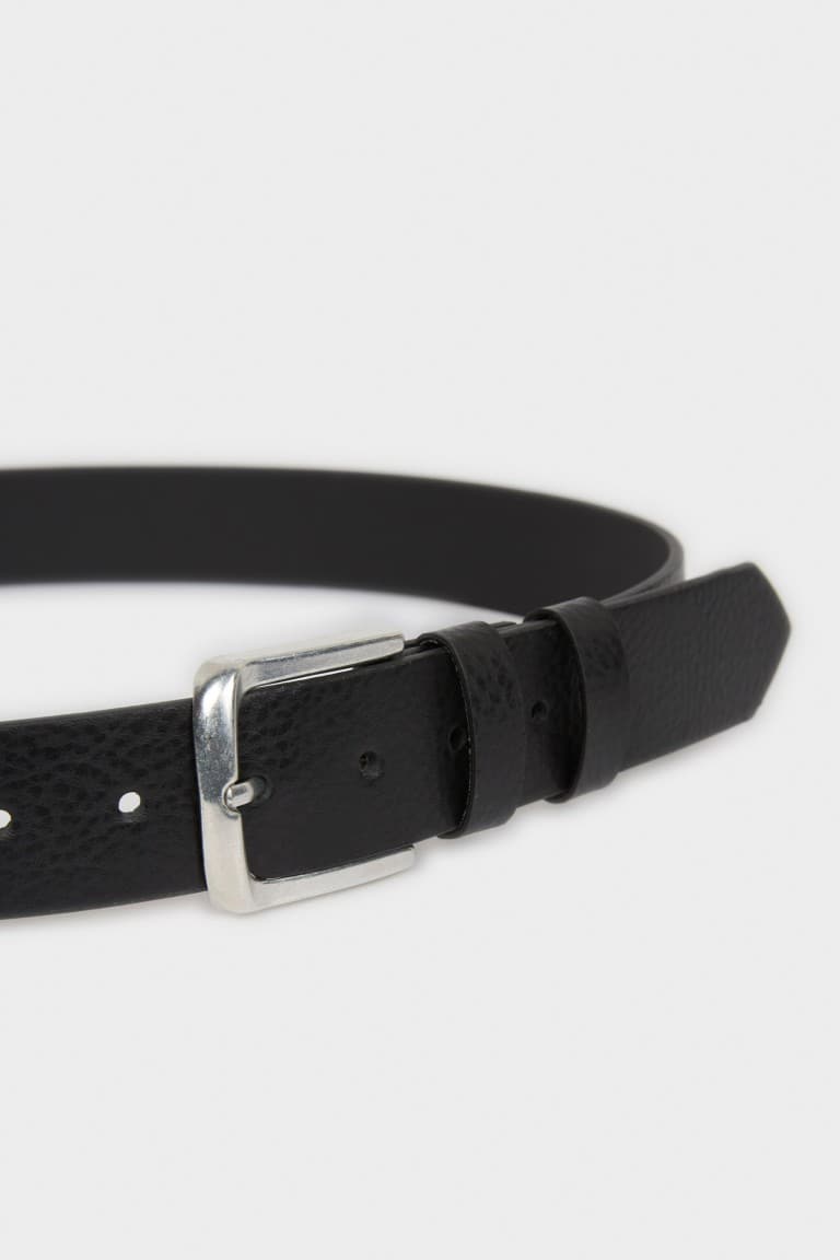 Mens Rectangle Buckle Faux Leather Jean Belt