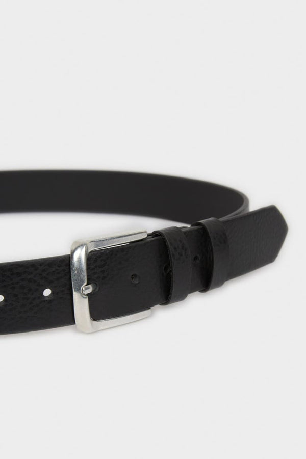 Mens Rectangle Buckle Faux Leather Jean Belt