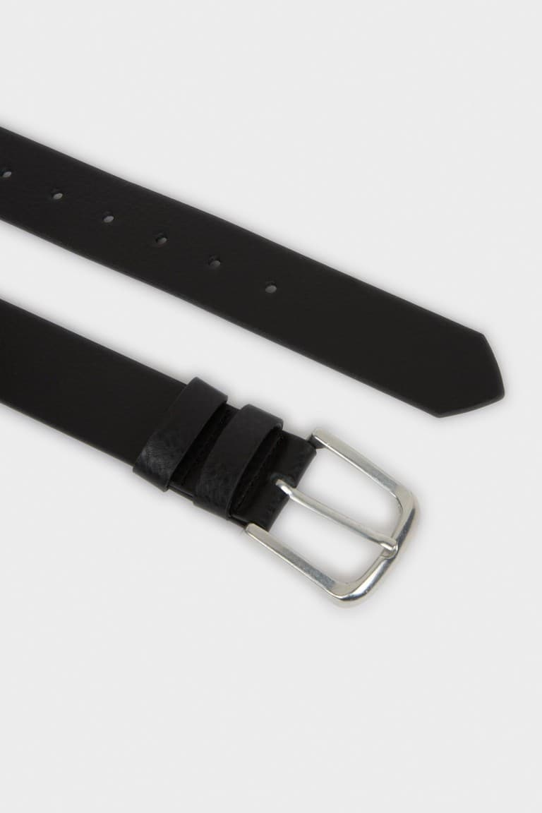 Mens Rectangle Buckle Faux Leather Jean Belt
